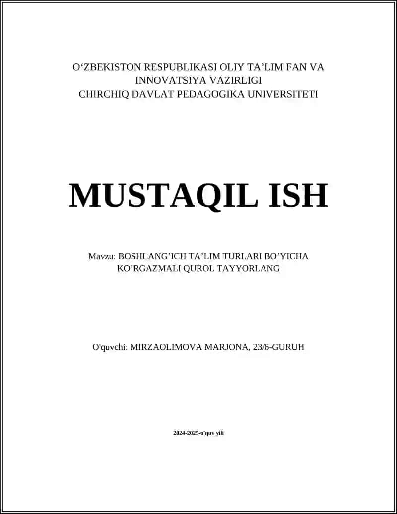 Boshlang'ich ta'limda vizual materiallar