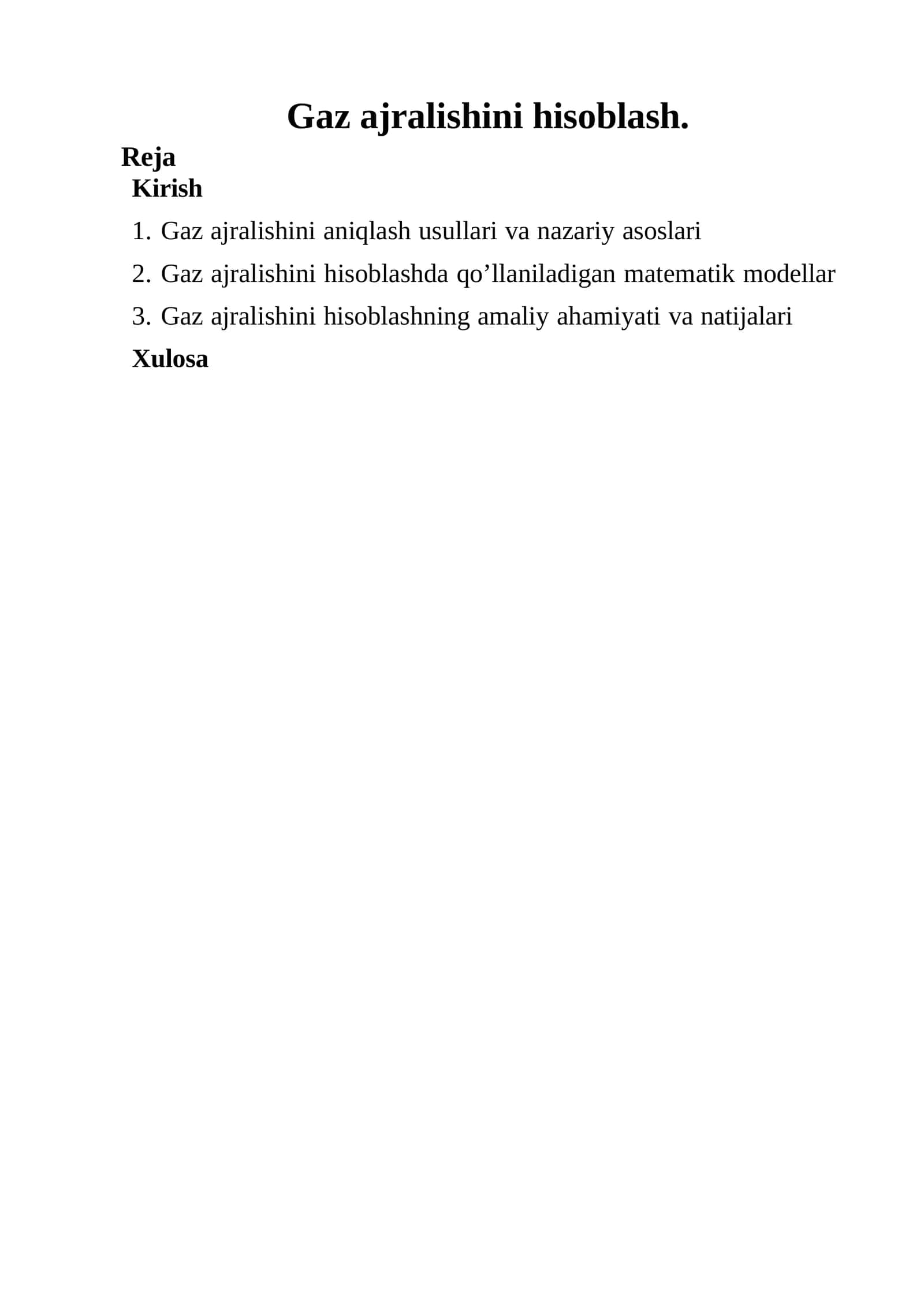 Gaz ajralishini hisoblashda qo’llaniladigan matematik modellar 1