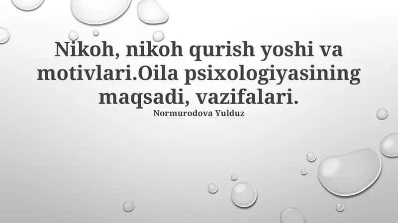 Nikoh, Nikoh Yoshi va Uning Motivlari 1