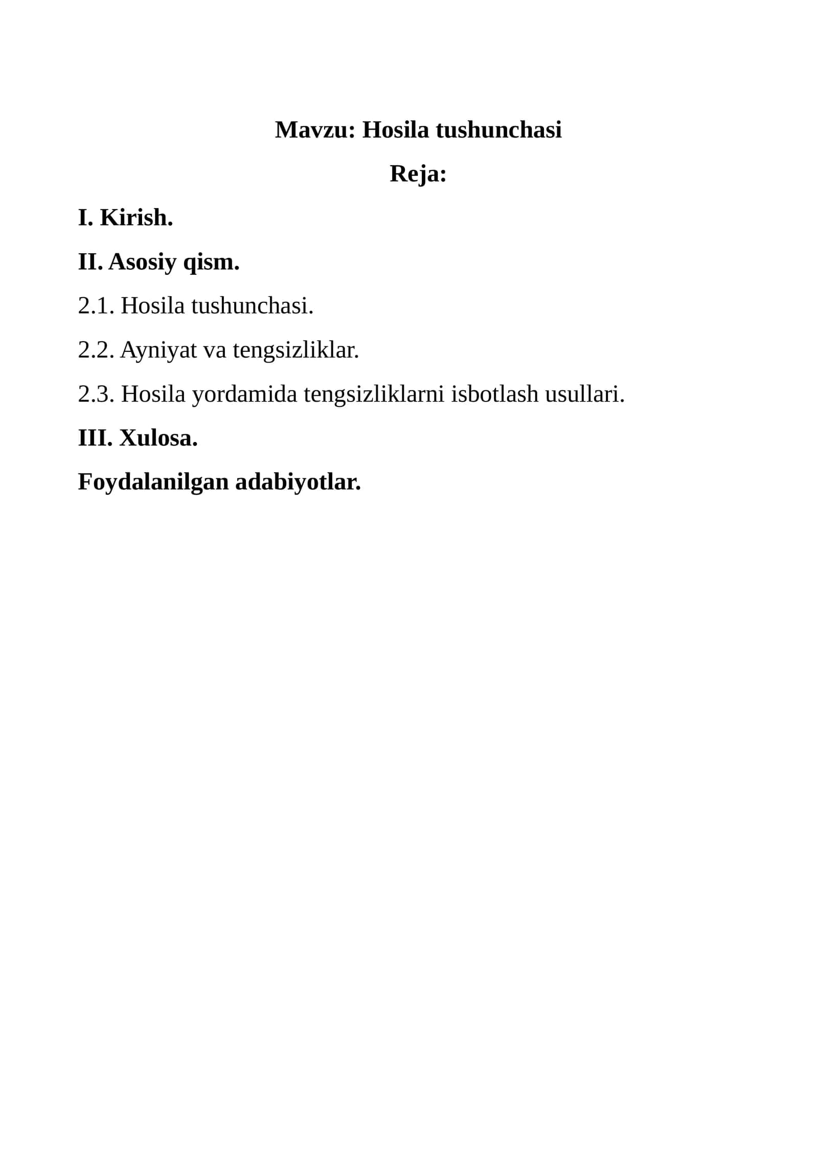 Hosila tushunchasi 1