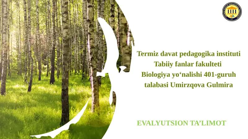 Tabiiy tanlanish va uning natijasi hamda shakllari 1