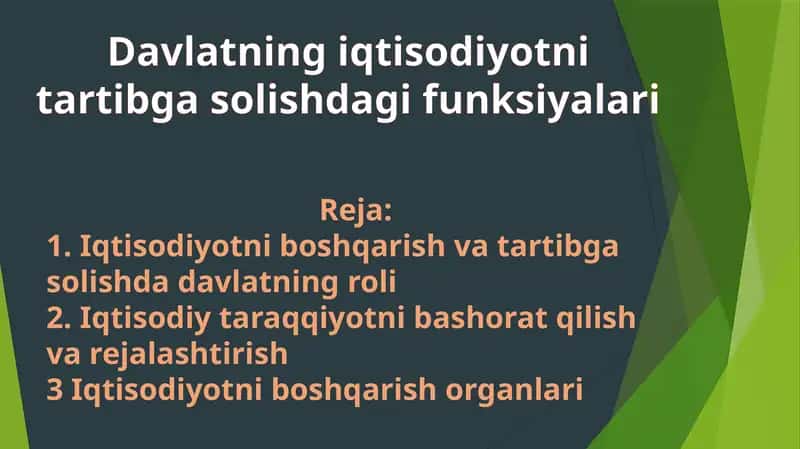 O'zbekiston Respublikasida iqtisodiyotni tartibga solish va boshqarish organlari haqida ma'lumot. 1