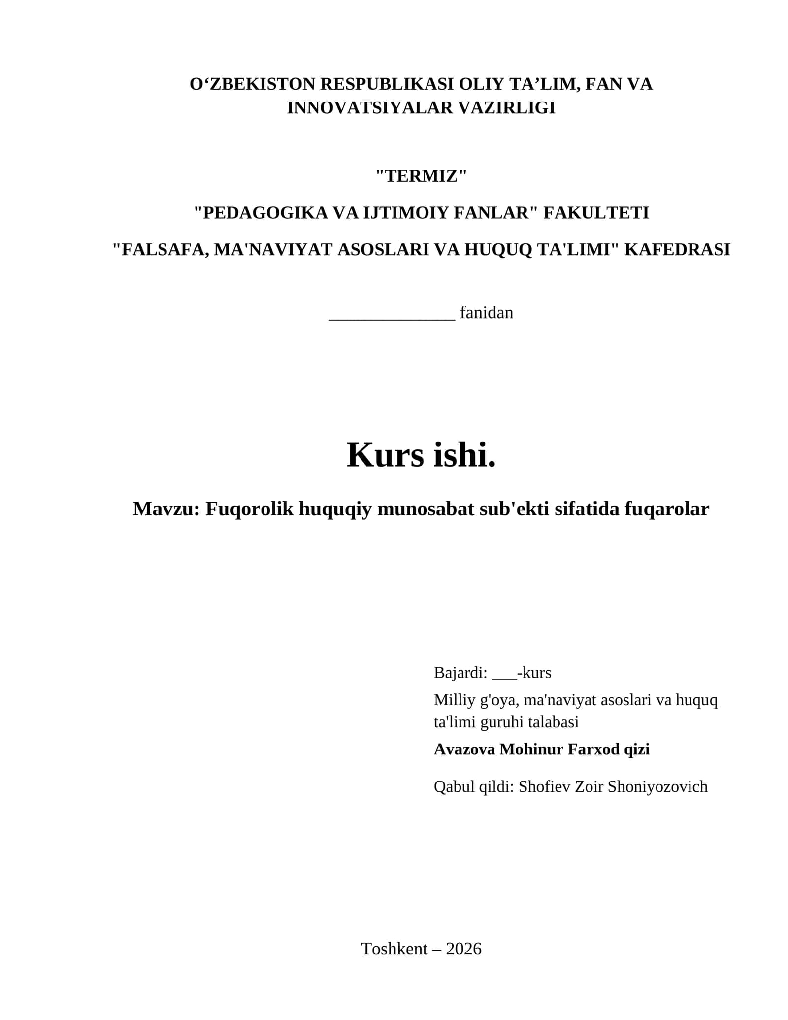 Fuqorolik huquqiy munosabat sub'ekti sifatida fuqarolar 1
