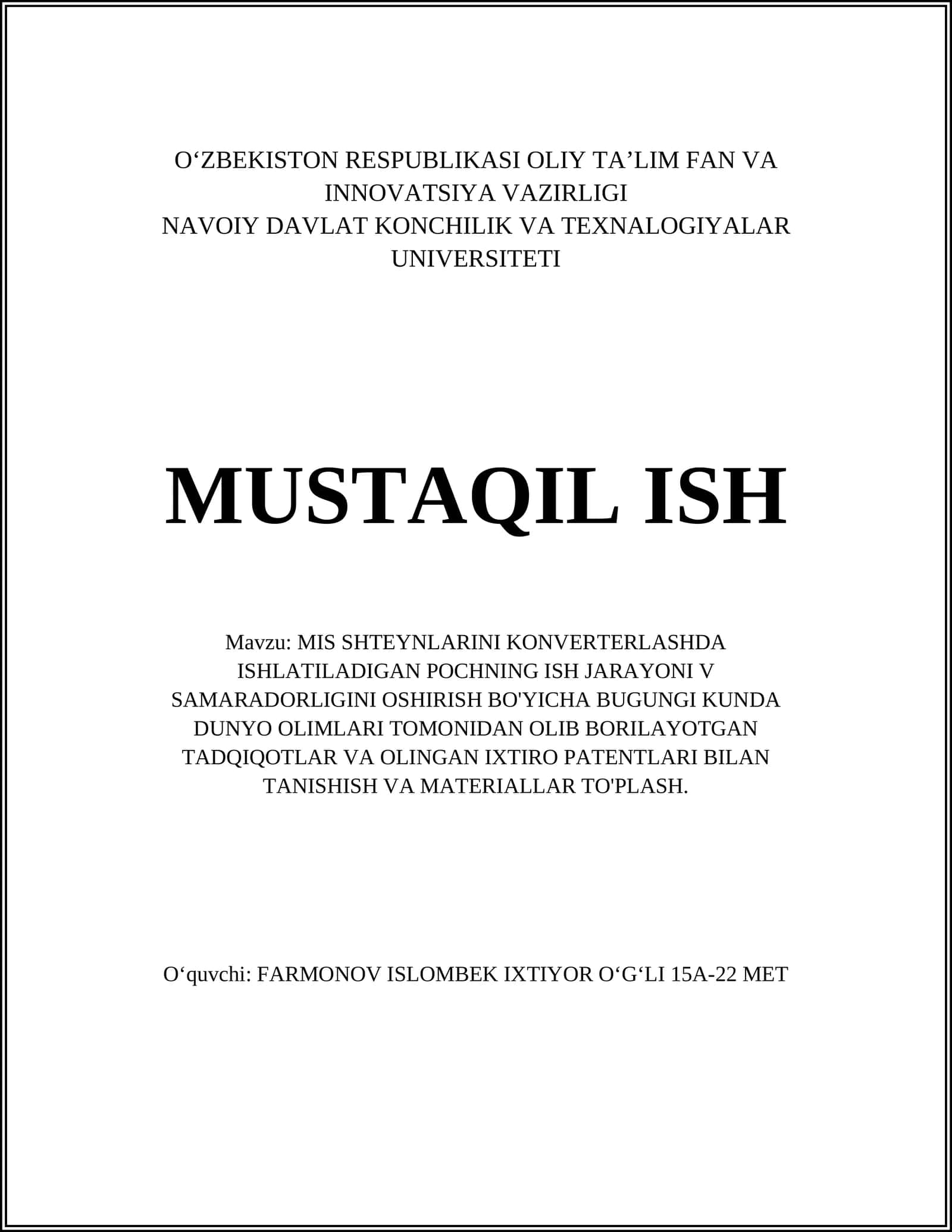 MIS Shteynlarini Konverterlash Texnologiyalari 1