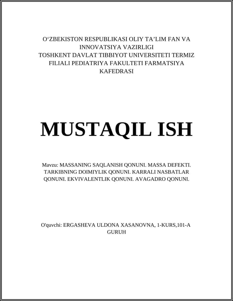 MASSANING SAQLANISH QONUNI 1