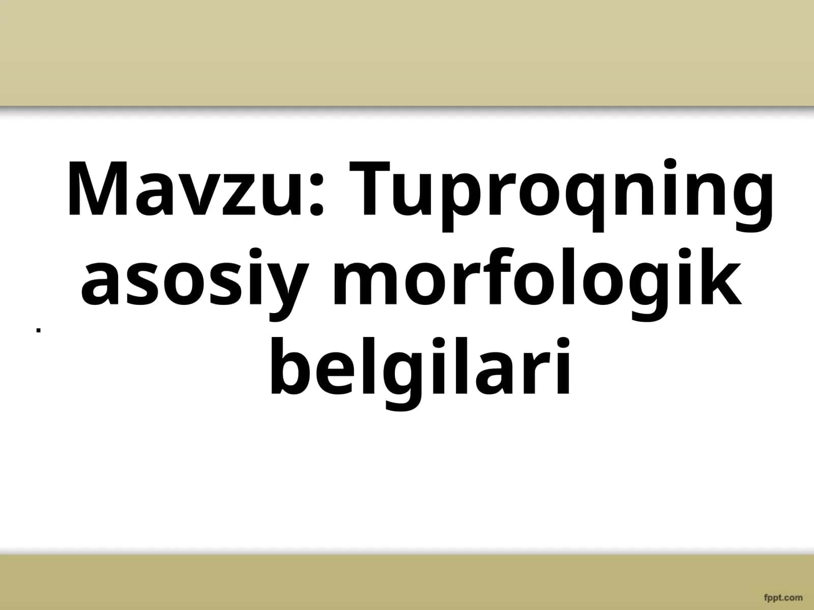 Tuproqning asosiy morfologik belgilari 1