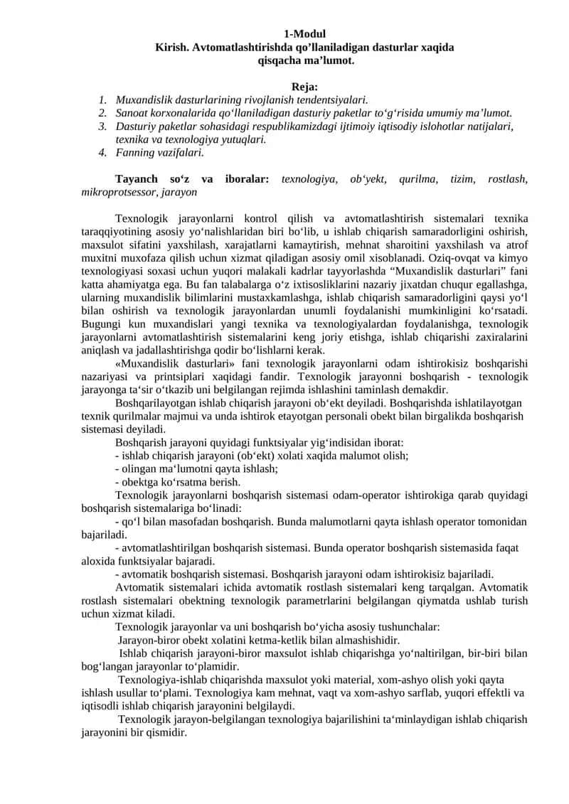 Muxandislik dasturlari 1