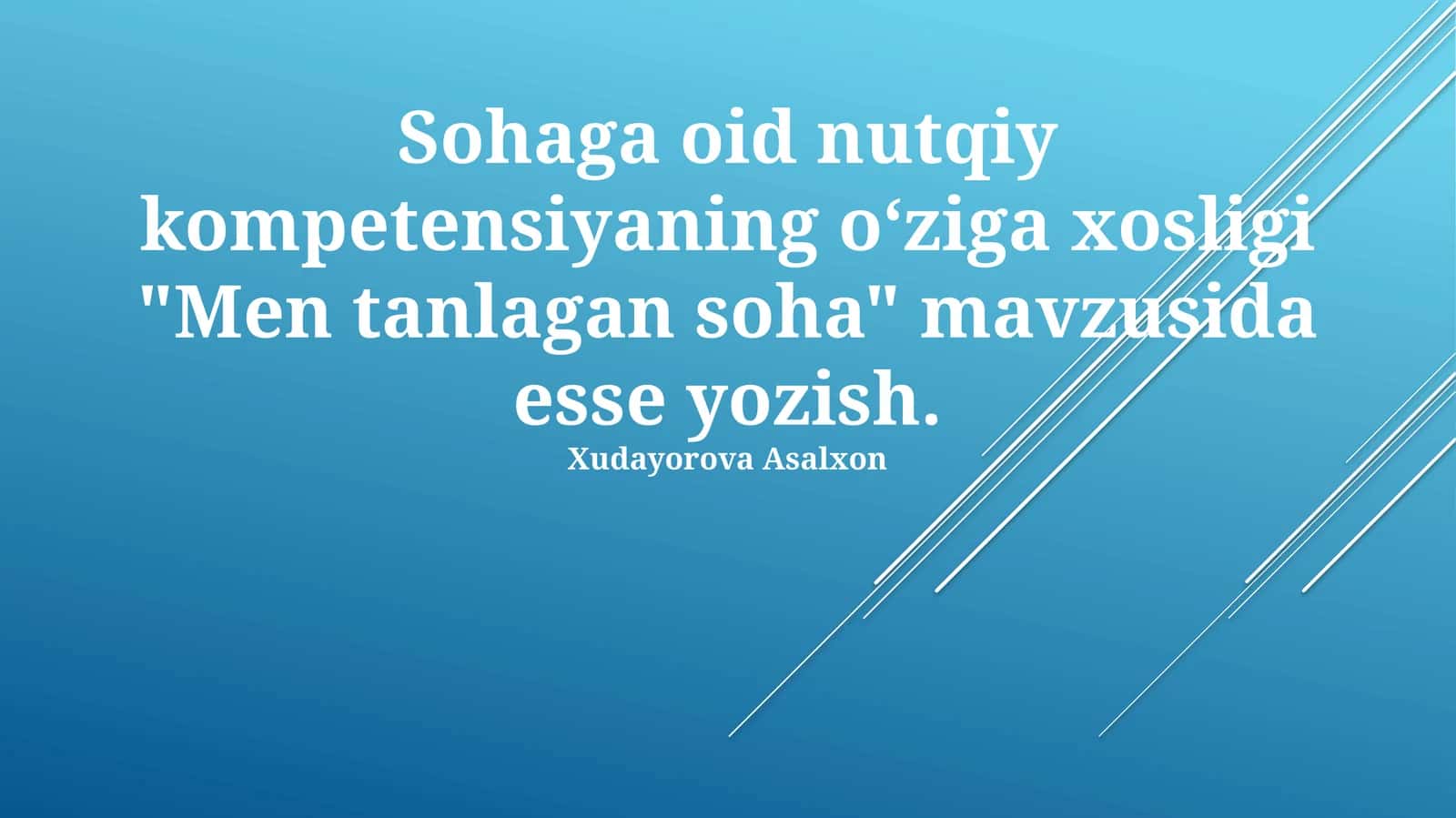 Men tanlagan soha 1