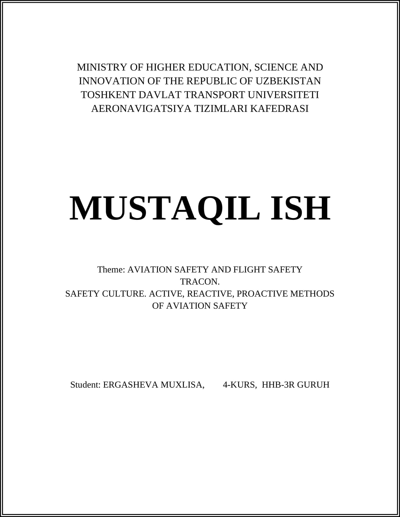 AVIATION SAFETY AND FLIGHT SAFETY 1