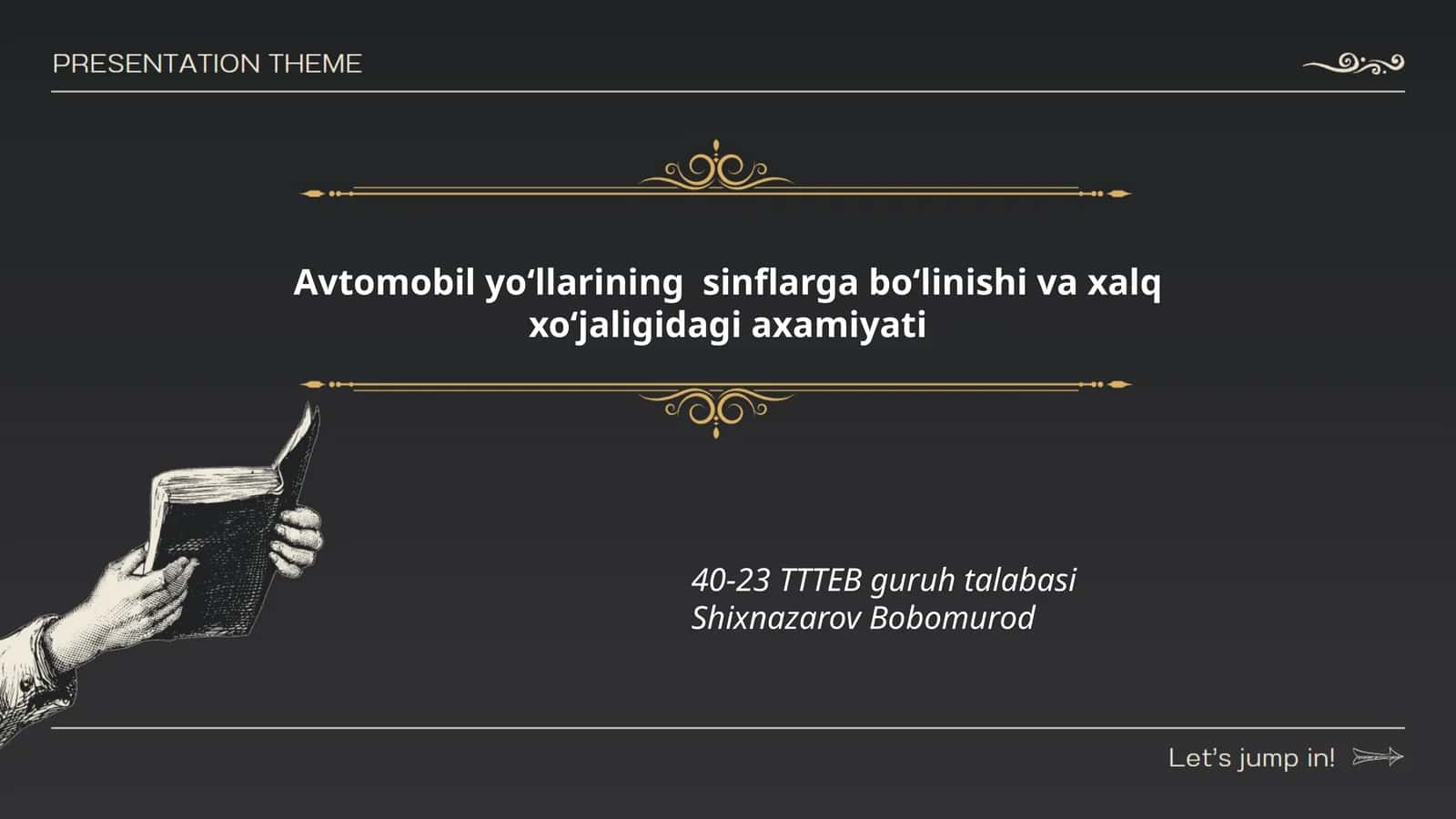 Avtomobil yoʻllarining sinflarga boʻlinishi va xalq xoʻjaligidagi axamiyati 1