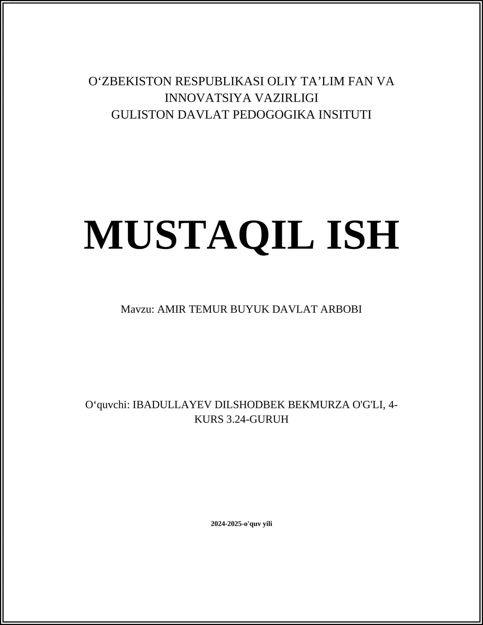 AMIR TEMUR BUYUK DAVLAT ARBOBI 1