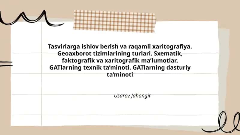 Tasvirlarga ishlov berish va raqamli xaritografiya 1