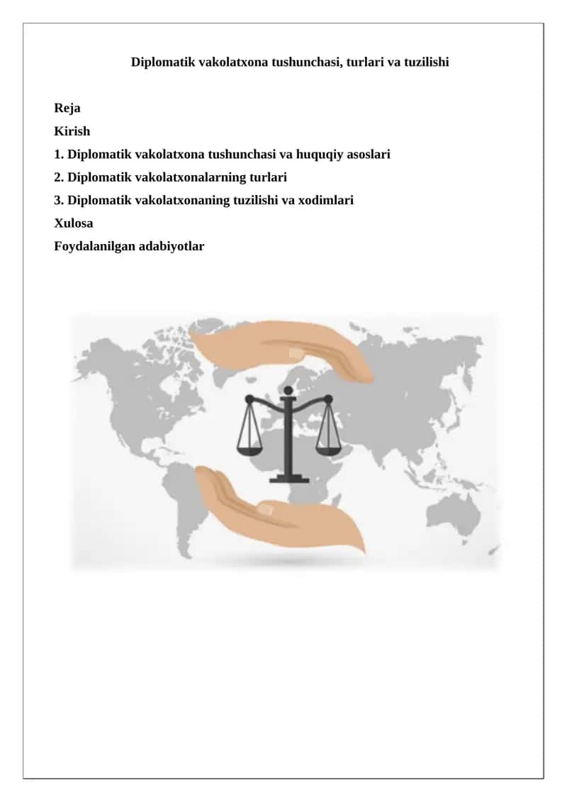 Diplomatik vakolatxona tushunchasi, turlari va tuzilishi 1