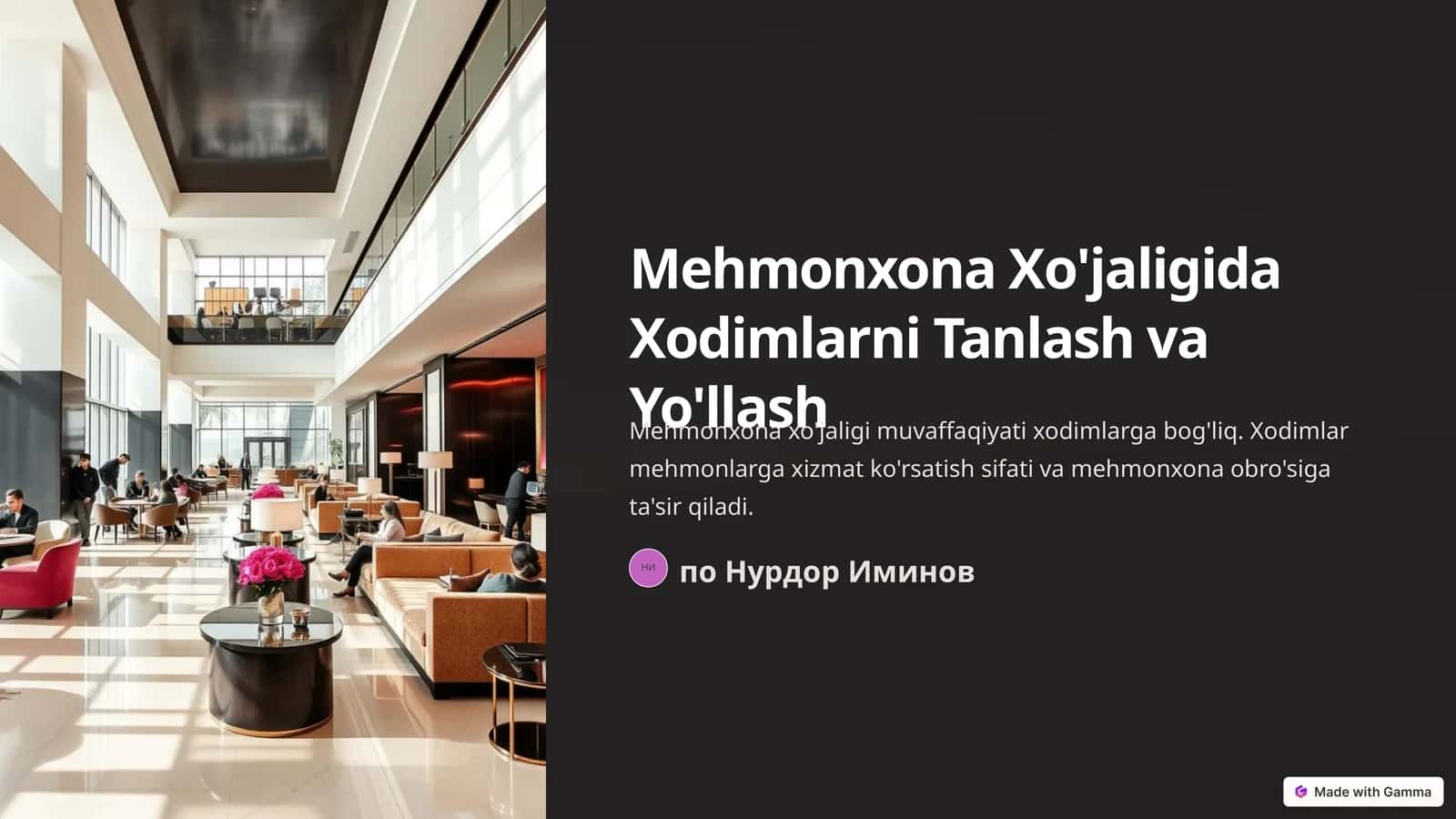 Mehmonxona Xo'jaligida Xodimlarni Tanlash va Yo'llash 1