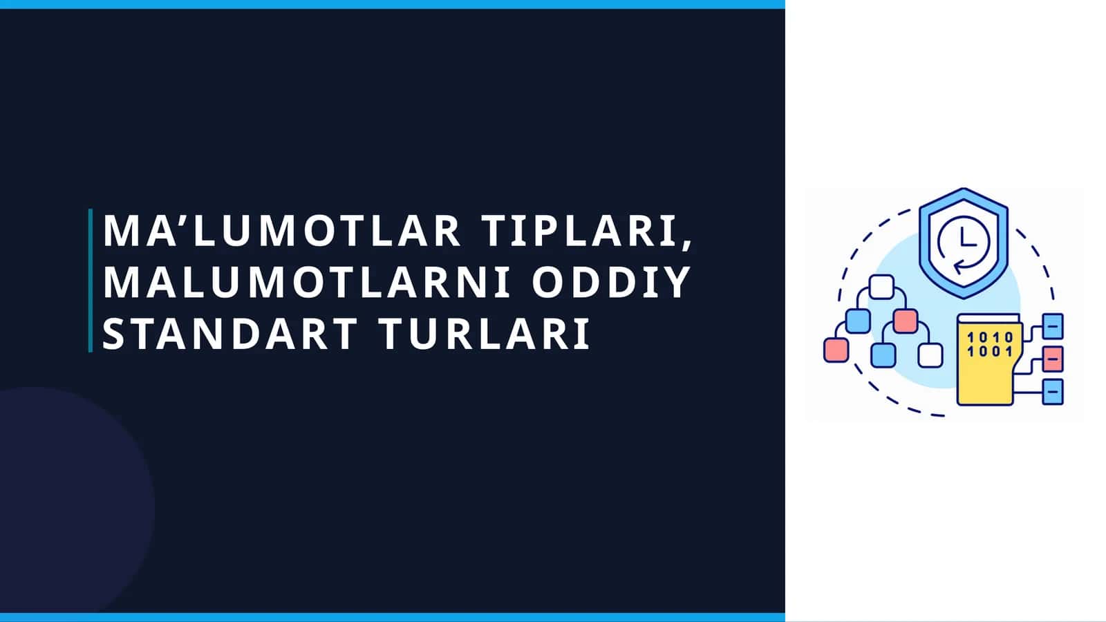 MA’LUMOTLAR TIPLARI, MALUMOTLARNI ODDIY STANDART TURLARI 1
