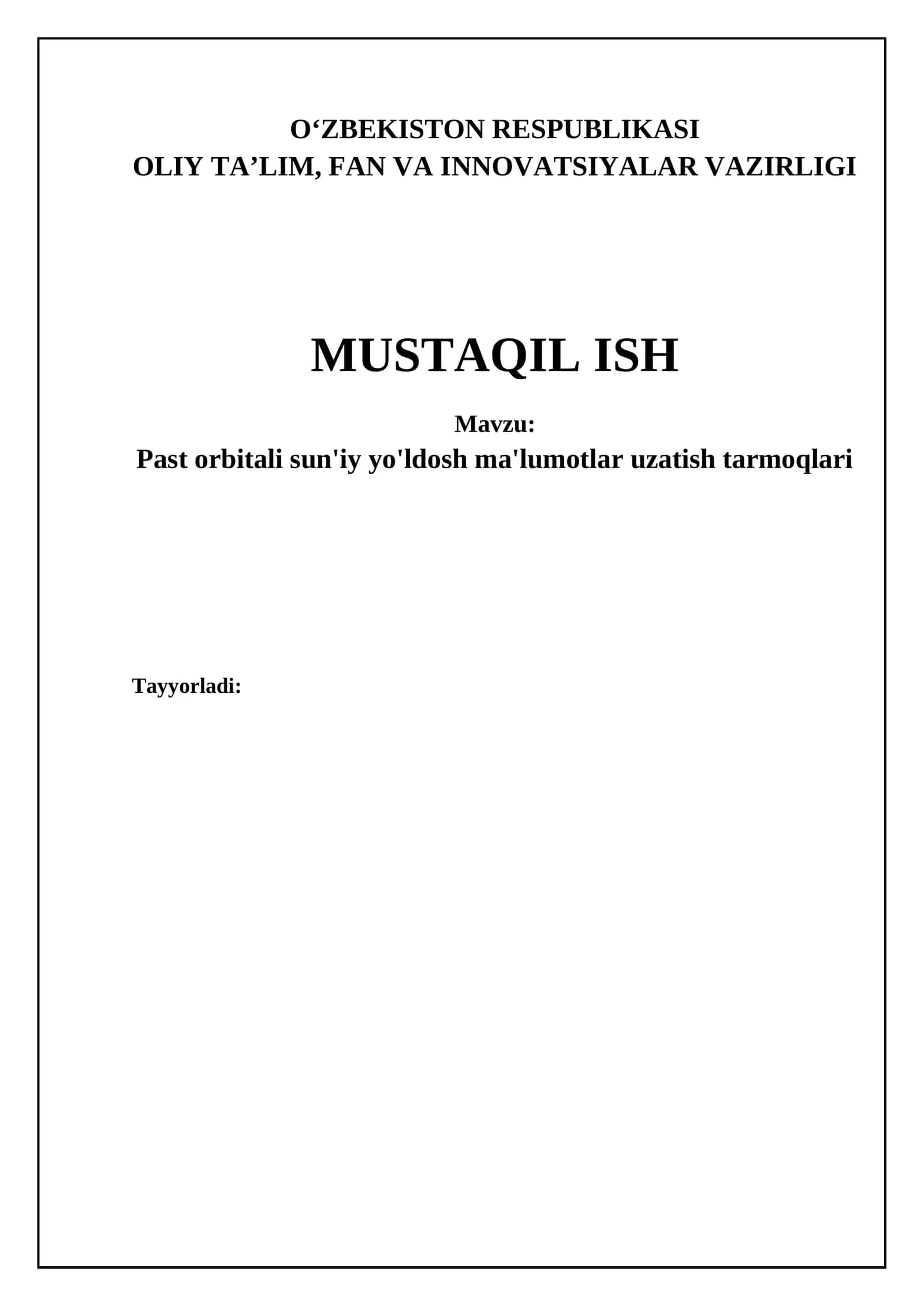 Orbital sun'iy yo'ldosh ma'lumotlarini uzatish tarmoqlari 1