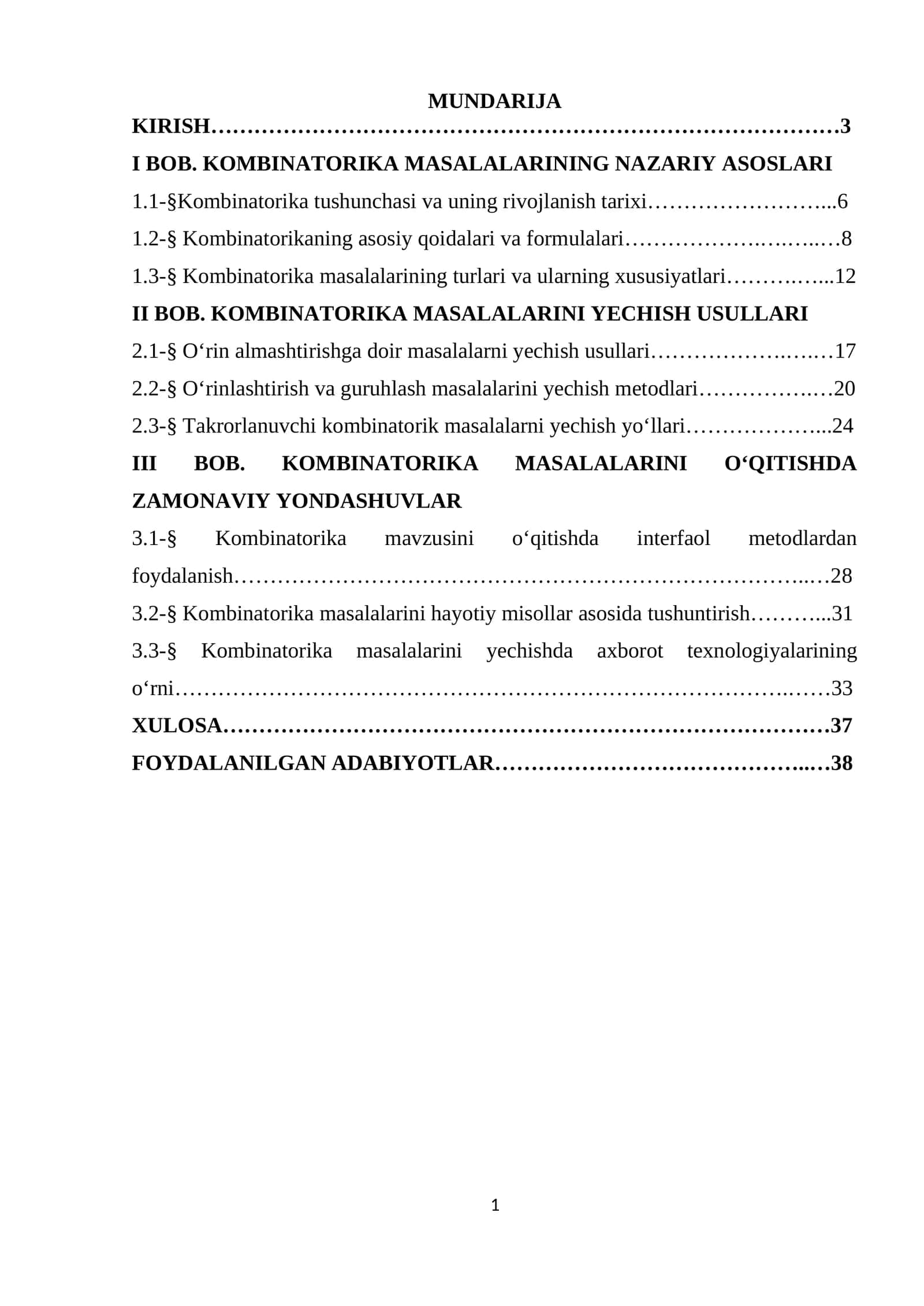 Kombinatorika masalalari. Takroriy sxema 1