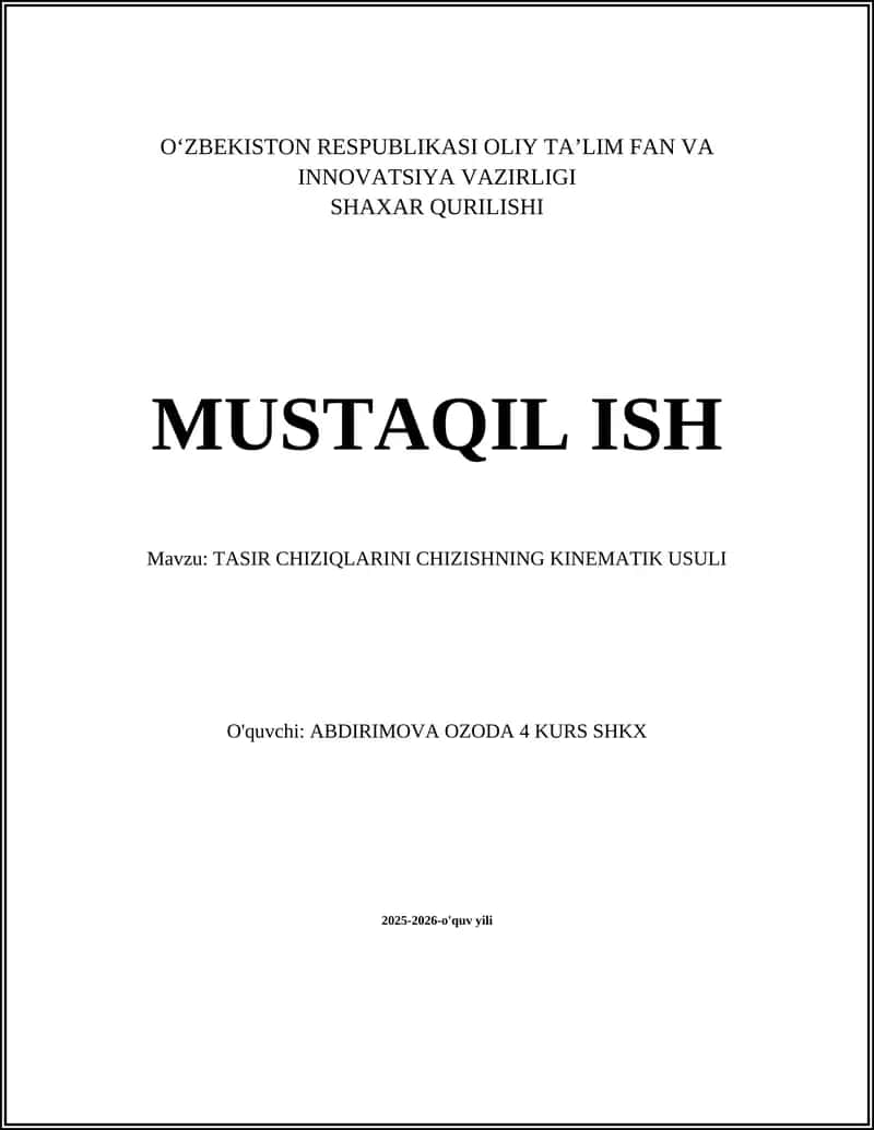 TASIR CHIZIQLARINI CHIZISHNING KINEMATIK USULI 1