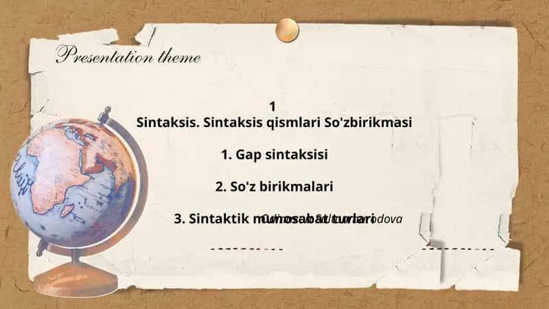 Sintaksis. Sintaksis qismlari So'zbirikmasi 1