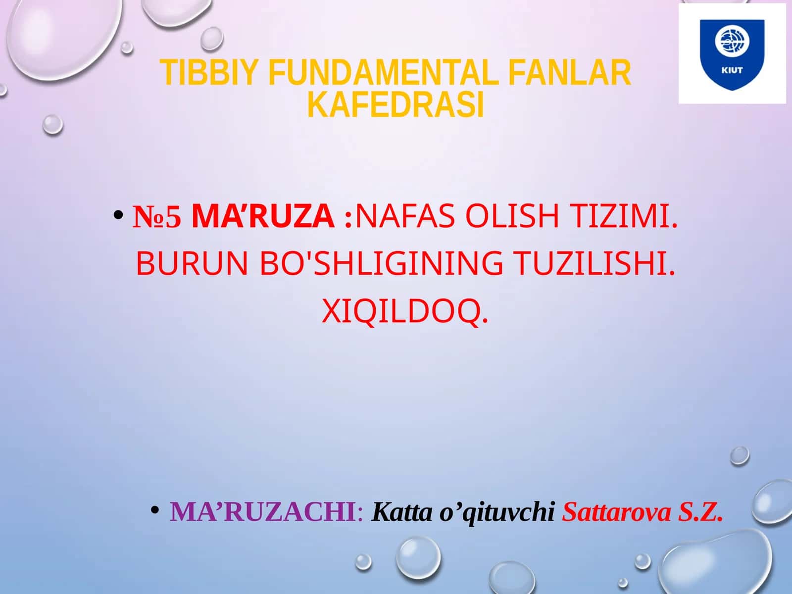 Tibbiy Fundamental Fanlar Kafedrasi 1
