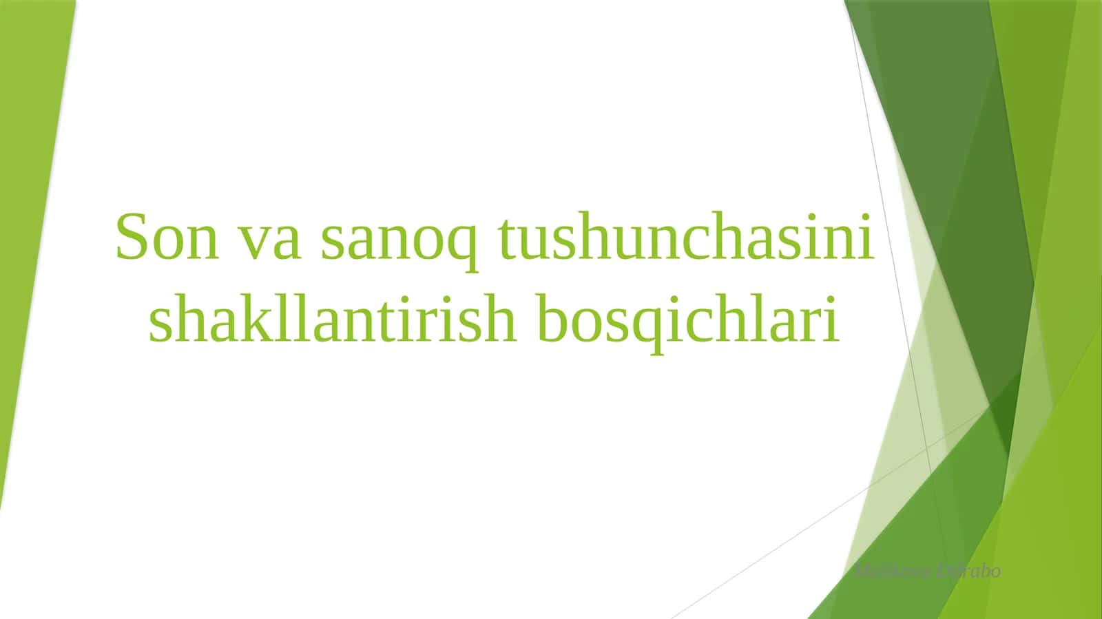 Son va sanoq tushunchasini shakllantirish bosqichlari 1