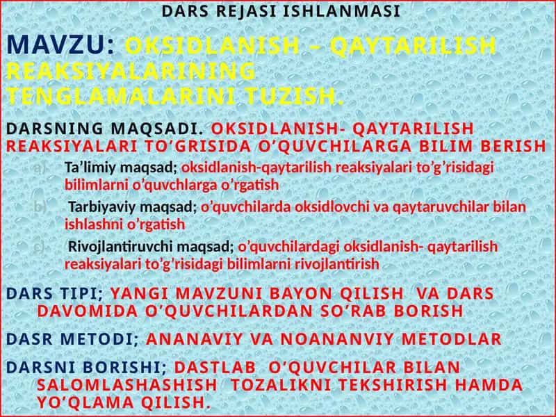 Oksidlanish–qaytarilish reaksiyalari 1