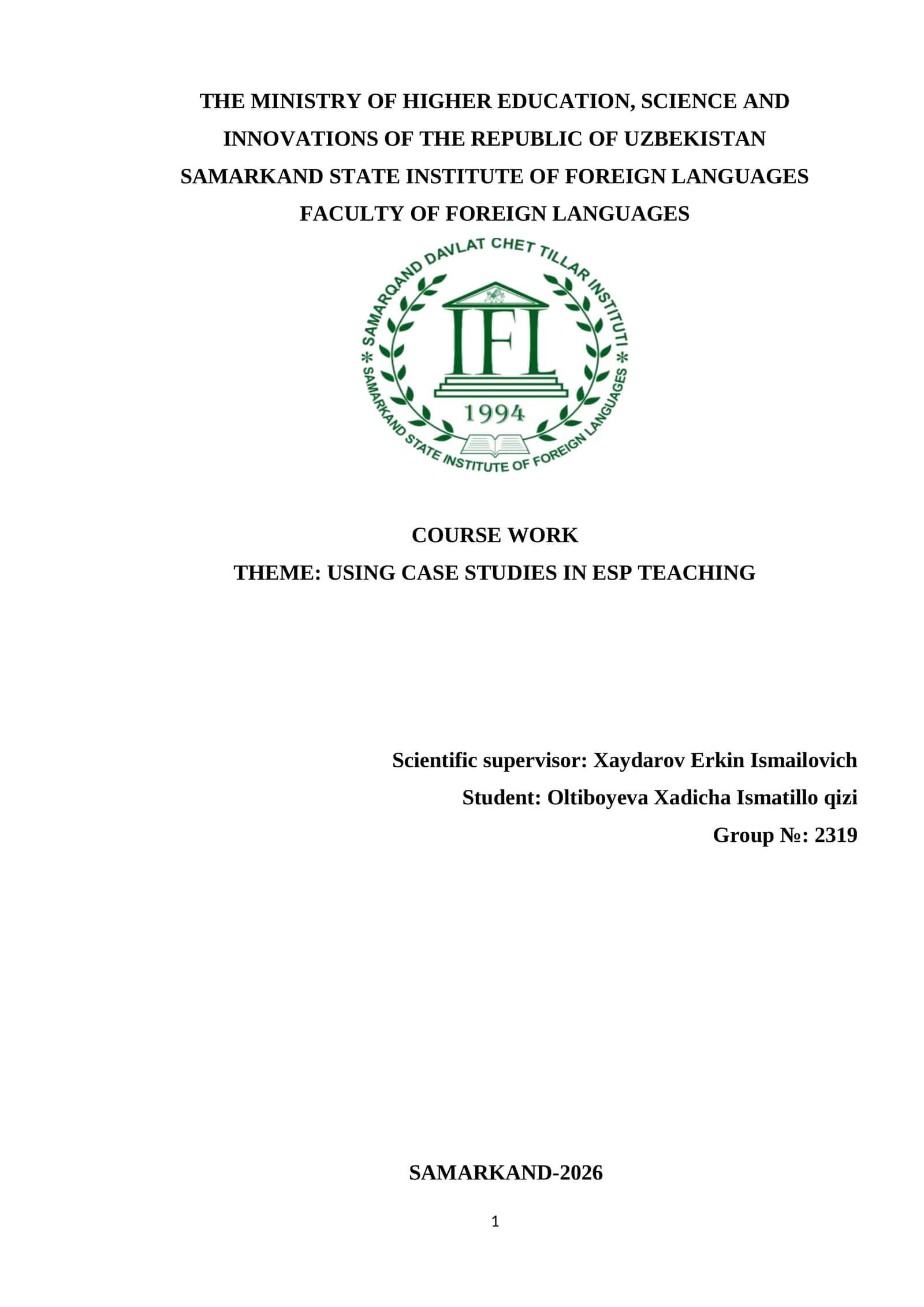 USING CASE STUDIES IN ESP TEACHING 1