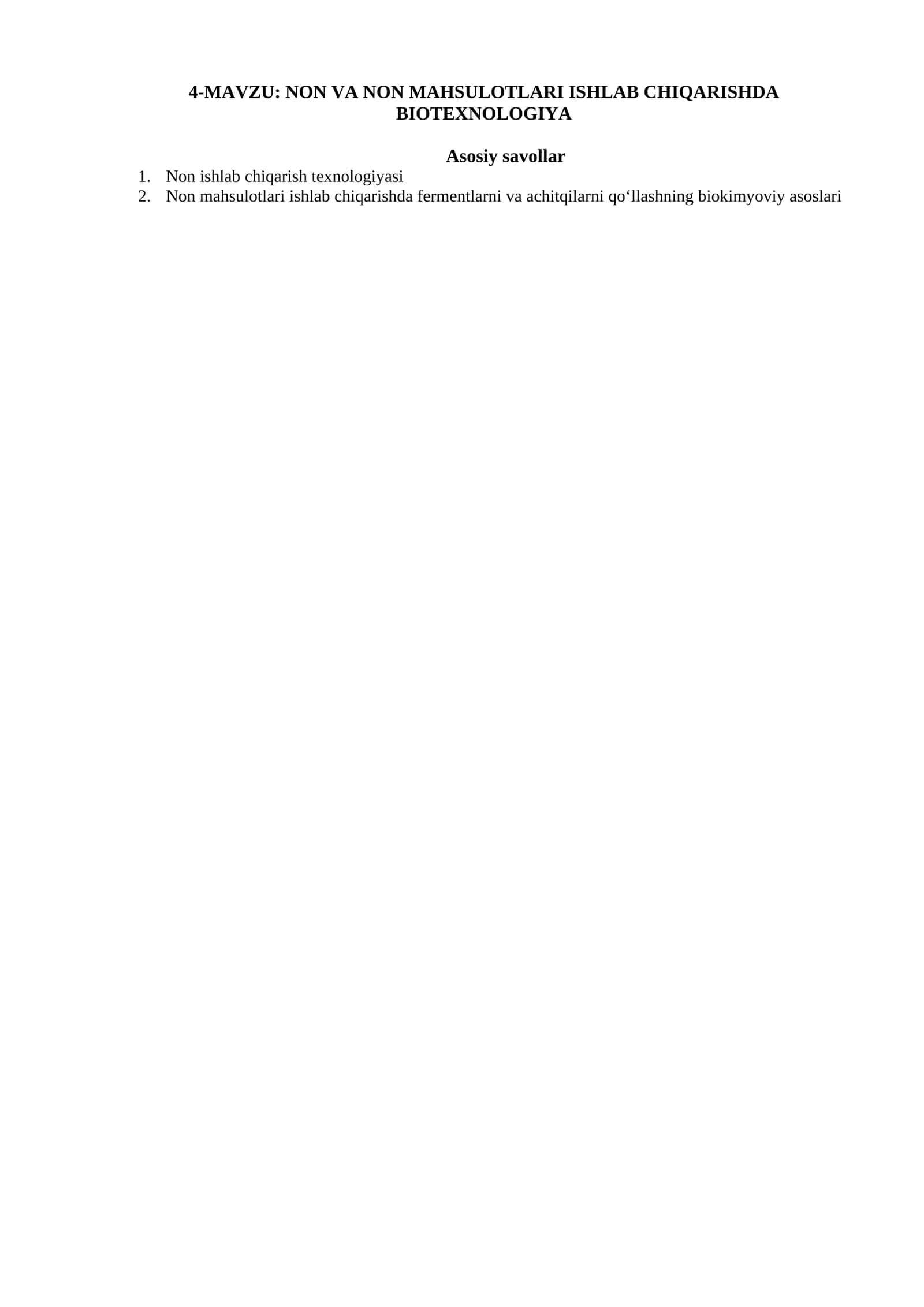NON VA NON MAHSULOTLARI ISHLAB CHIQARISHDA BIOTEXNOLOGIYA 1