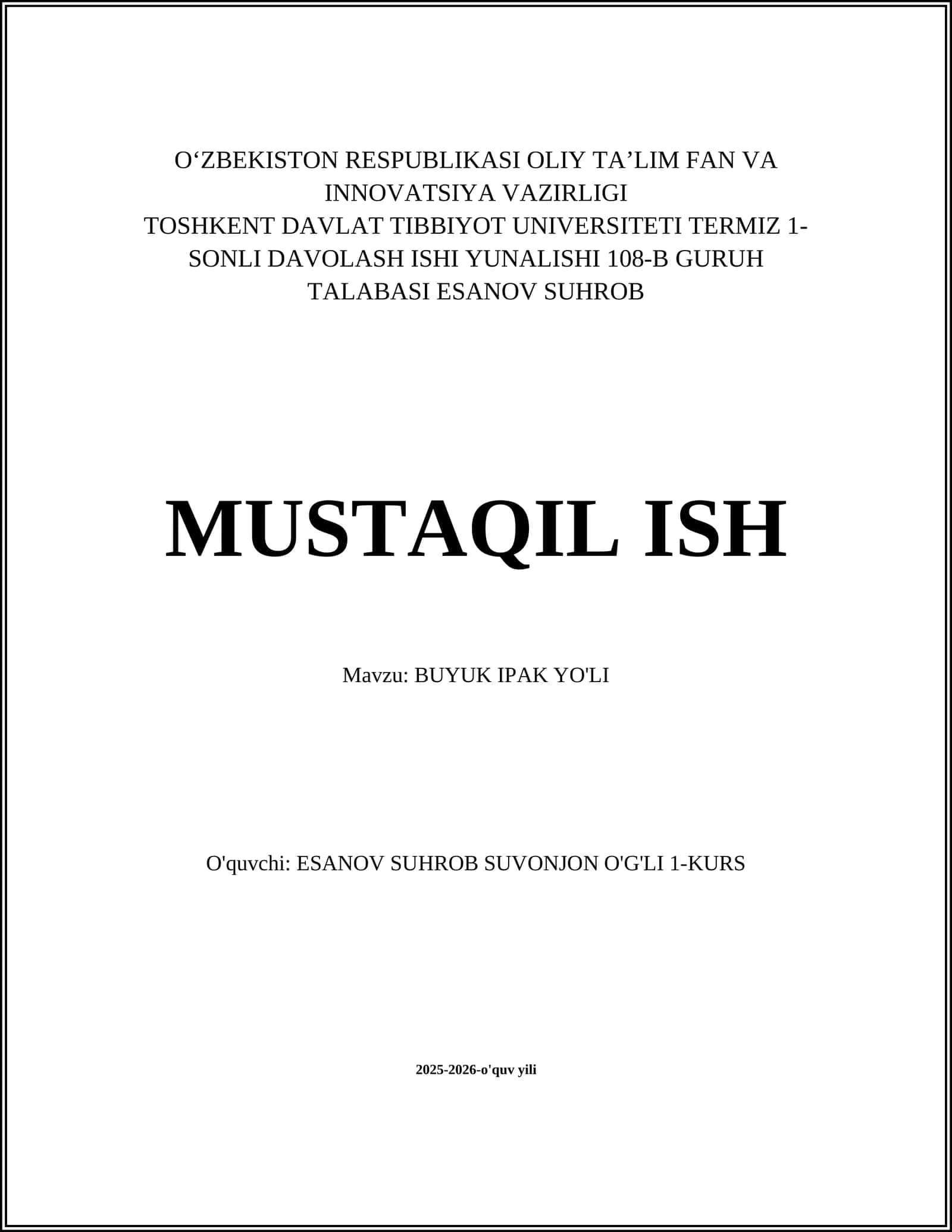 BUYUK IPAK YO'LI 1