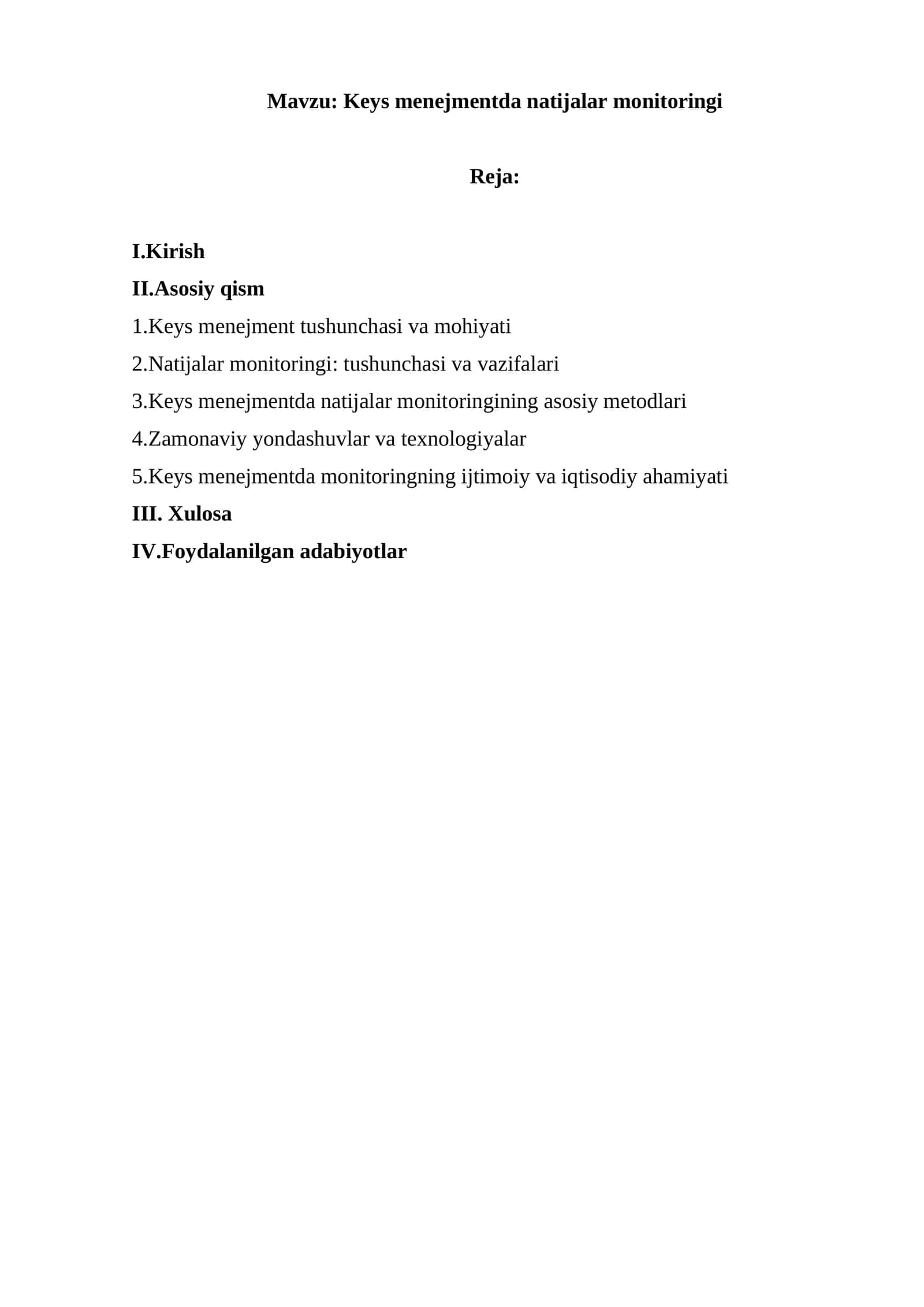 Keys menejmentda natijalar monitoringi 1