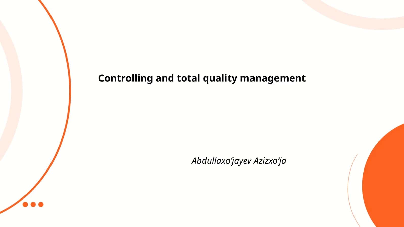 Controlling and total quality management 1