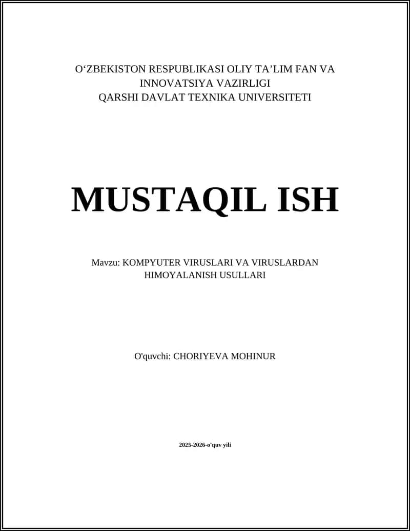Kompyuter viruslarining turlari 1