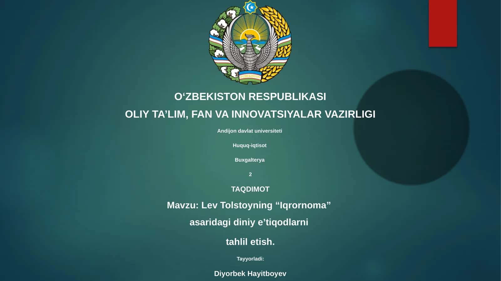 Lev Tolstoyning “Iqrornoma” asaridagi diniy eʼtiqodlarni tahlil etish 1