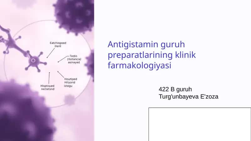 Antigistamin guruh preparatlarining klinik farmakologiyasi 1