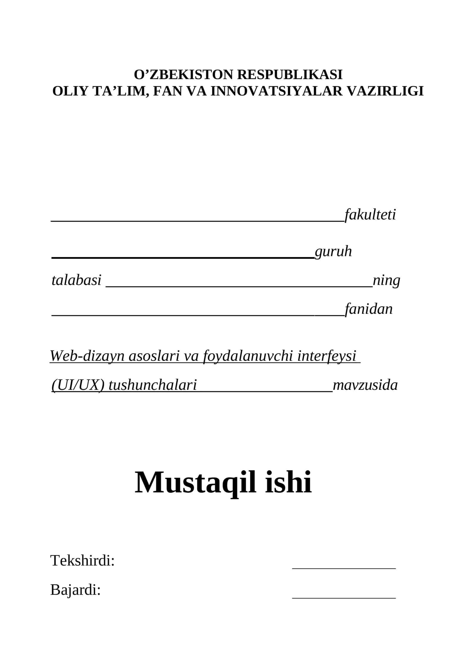 Web-dizayn asoslari va foydalanuvchi interfeysi (UI/UX) tushunchalari 1