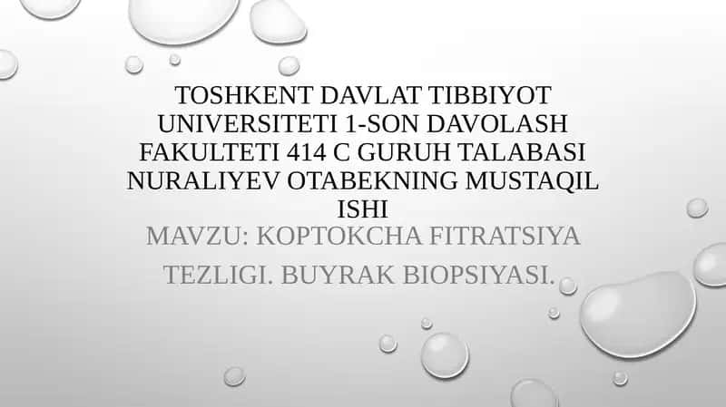 Koptokcha Fitratsiyatezligi.Buyrak biopsiyasi 1