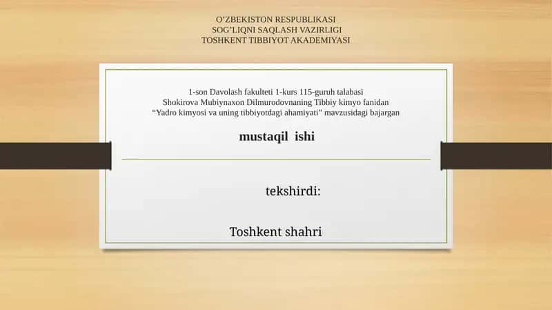Yadro kimyosi va uning tibbiyotdagi ahmiyati 1