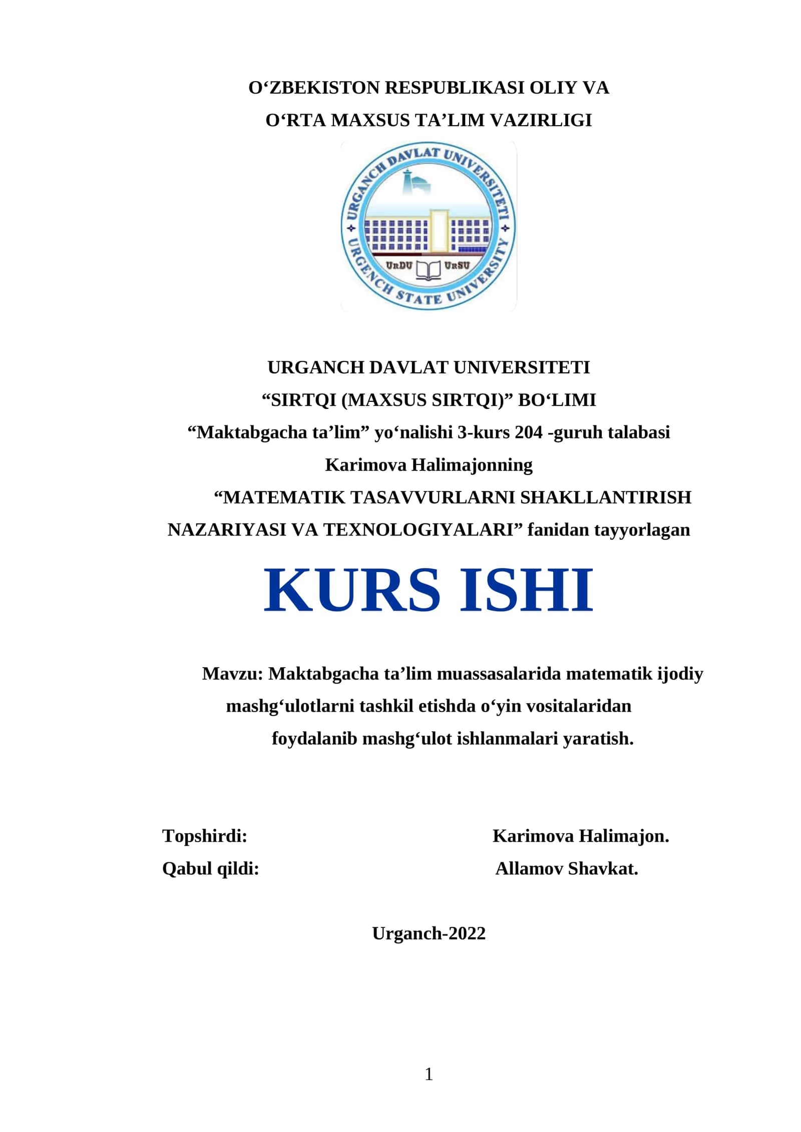 MATEMATIK TASAVVURLARNI SHAKLLANTIRISH NAZARIYASI VA TEXNOLOGIYALARI 1