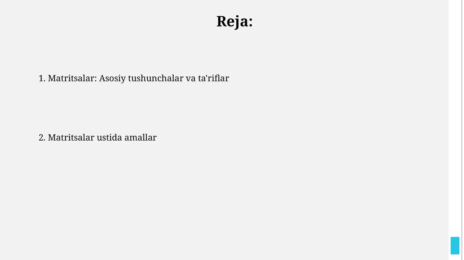Matritsalar: Asosiy tushunchalar va ta'riflar 1