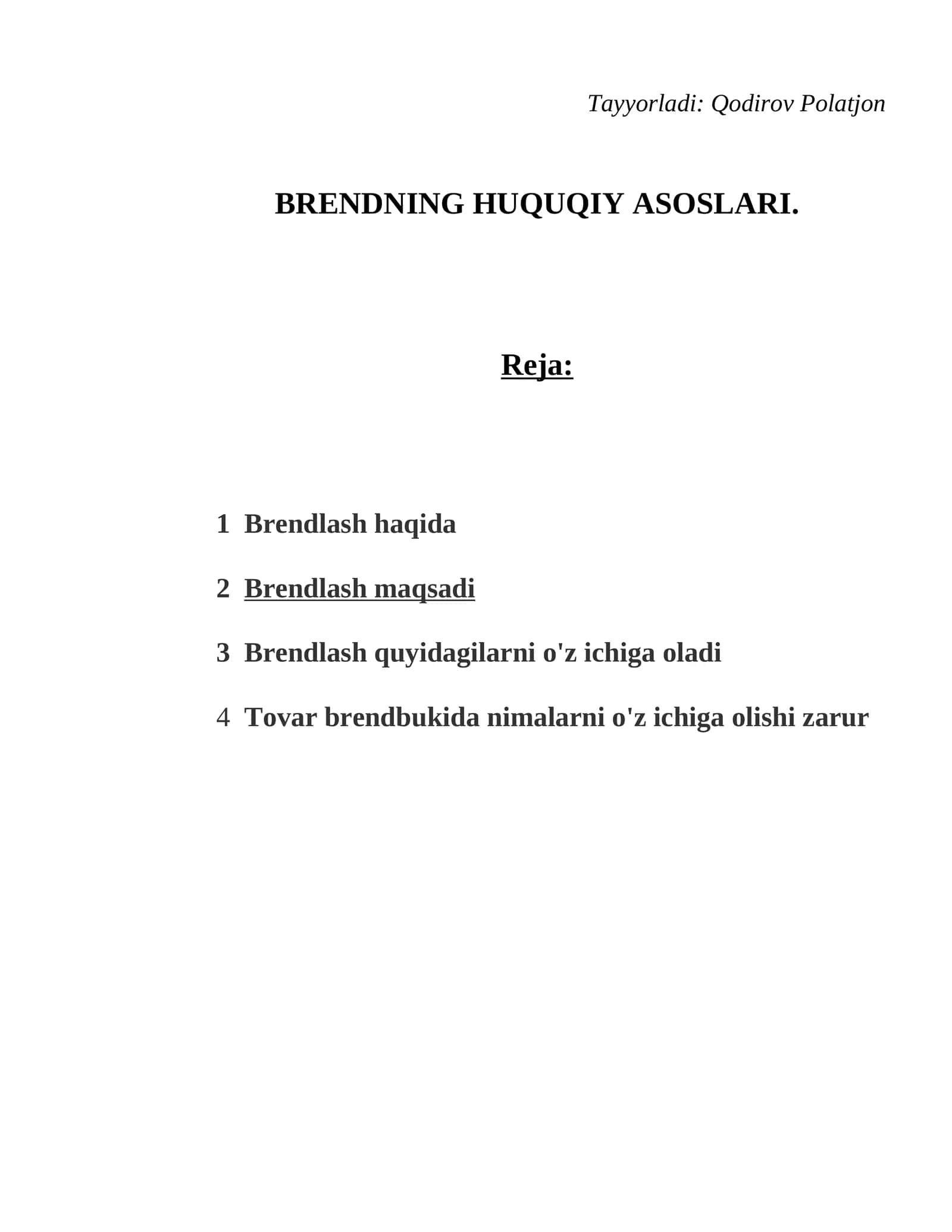 BRENDNING HUQUQIY ASOSLARI 1