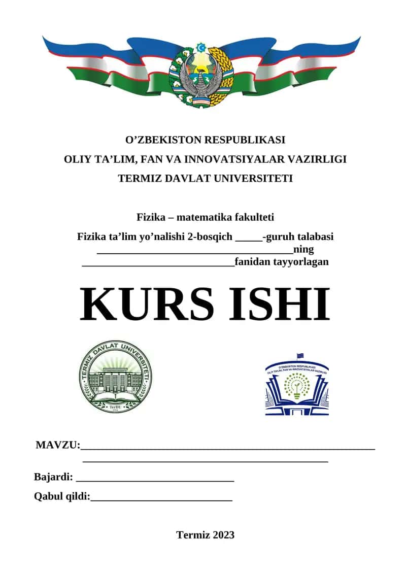 Fizika fanidan kurs ishi 1