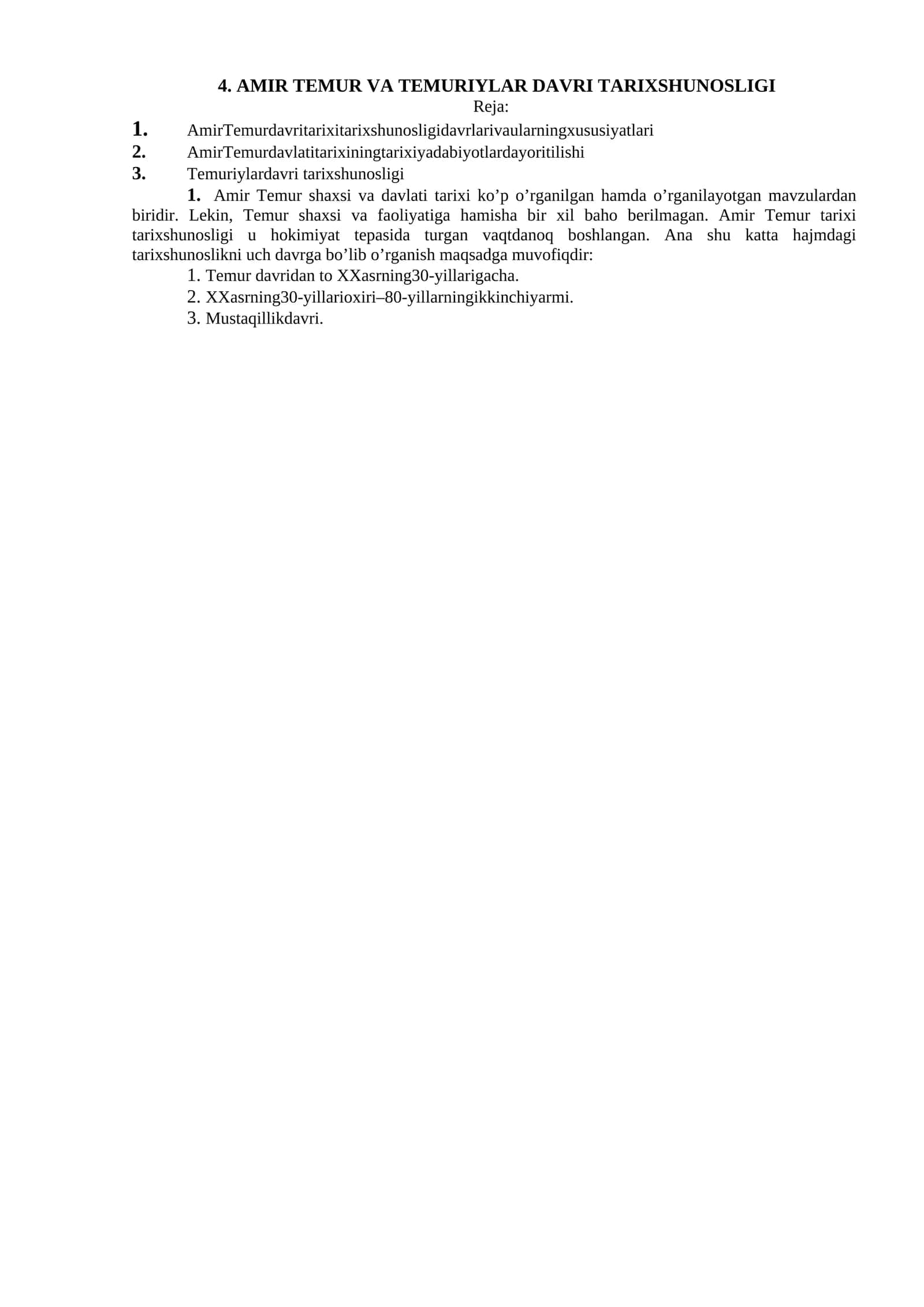 AMIR TEMUR VA TEMURIYLAR DAVRI TARIXSHUNOSLIGI 1