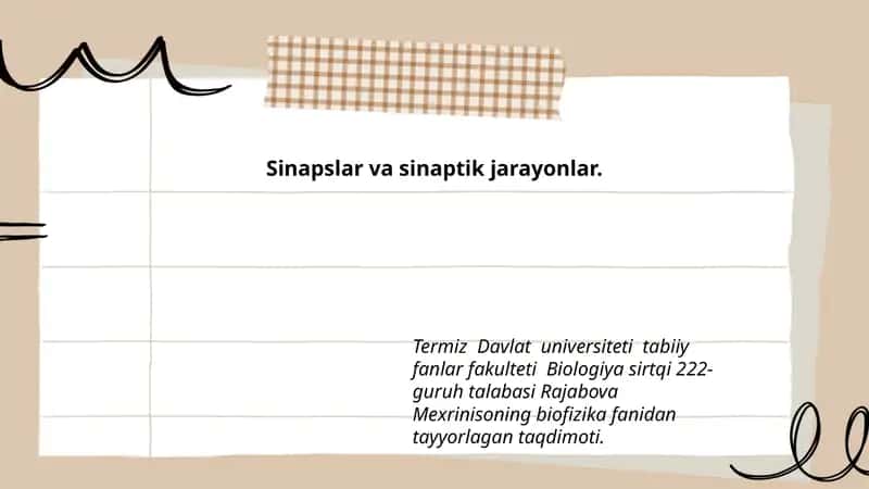 Sinapslar va sinaptik jarayonlar 1