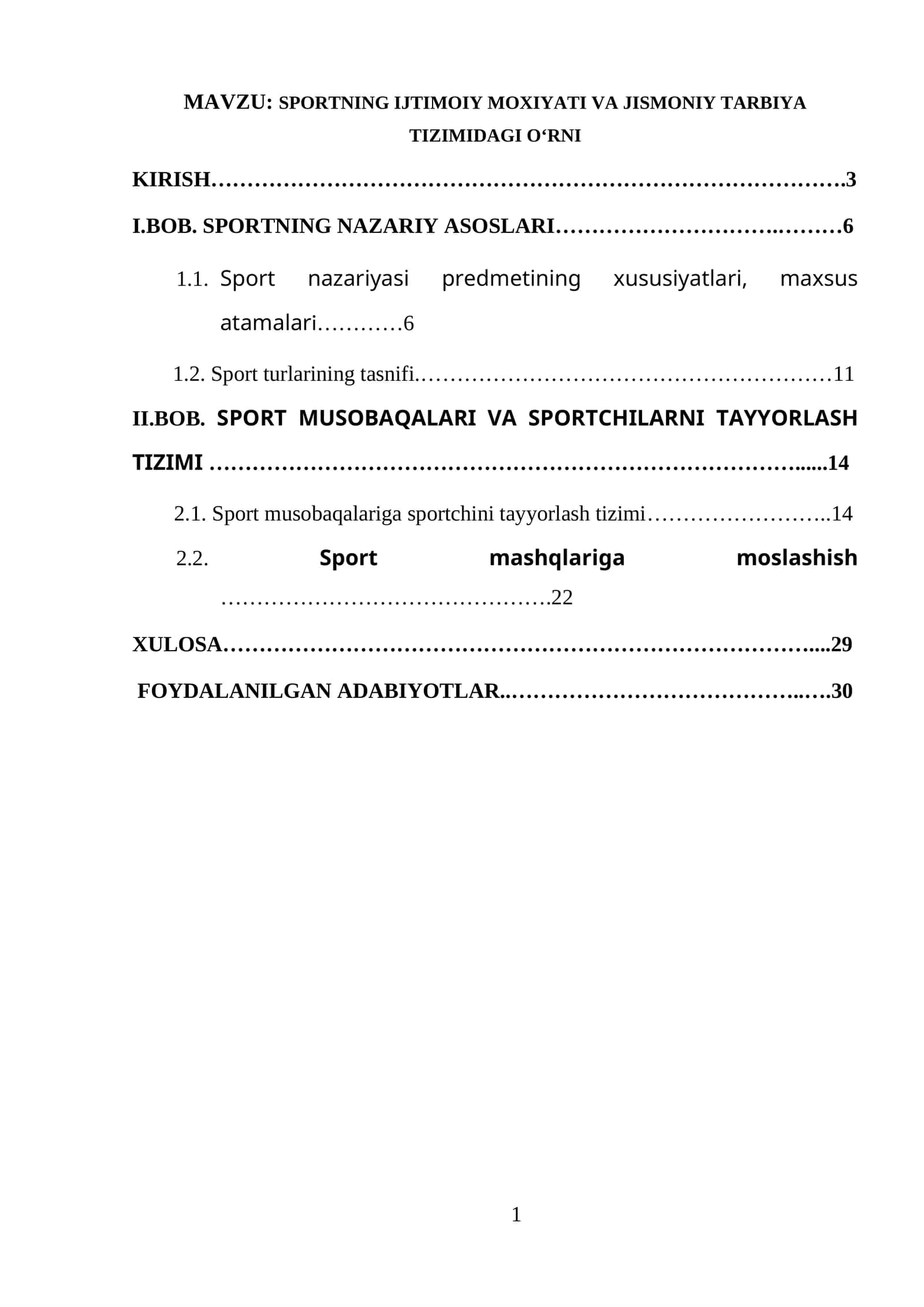 SPORTNING IJTIMOIY MOXIYATI VA JISMONIY TARBIYA TIZIMIDAGI O‘RNI 1