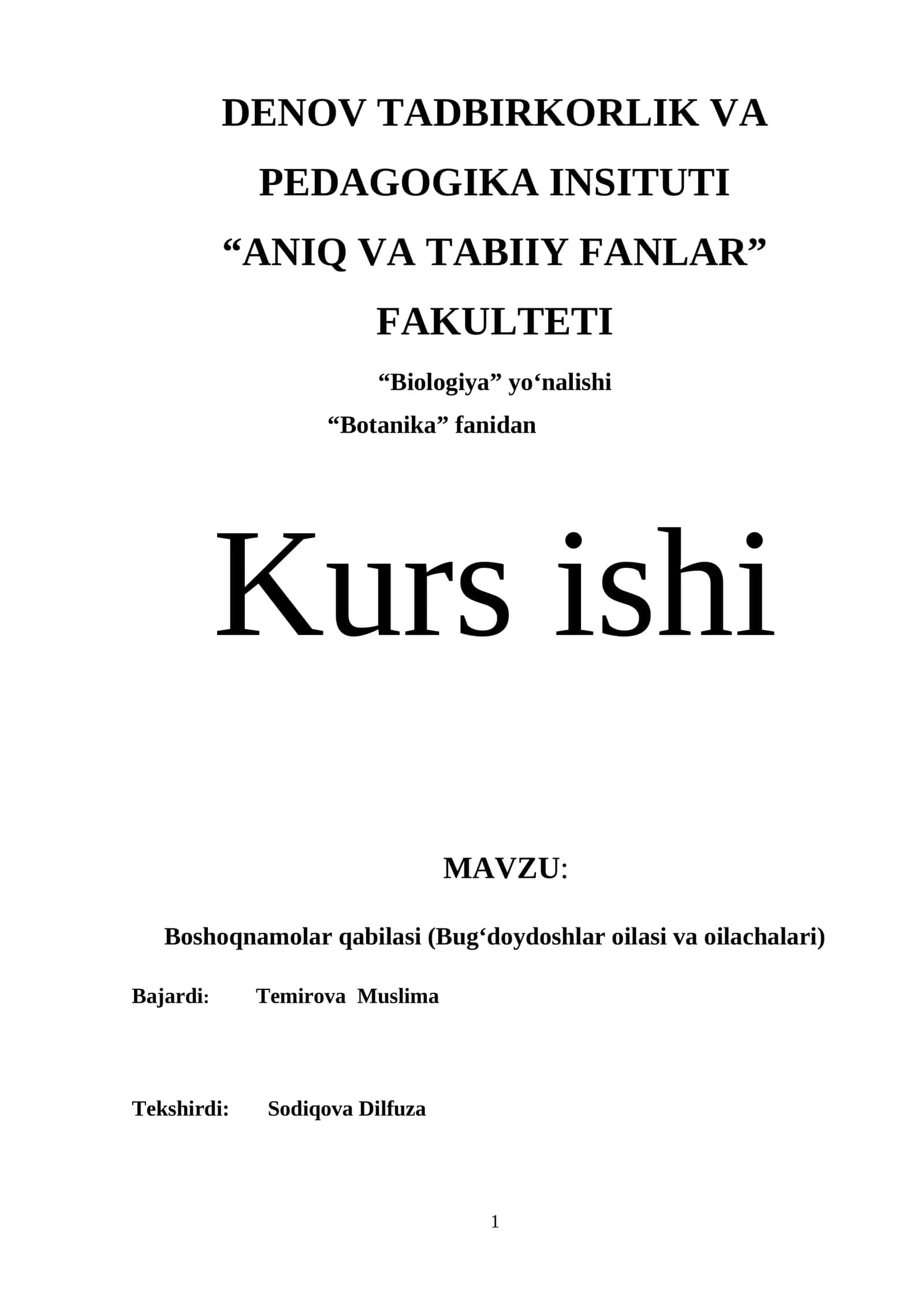 Boshoqnamolar qabilasi (Bug‘doydoshlar oilasi va oilachalari) 1