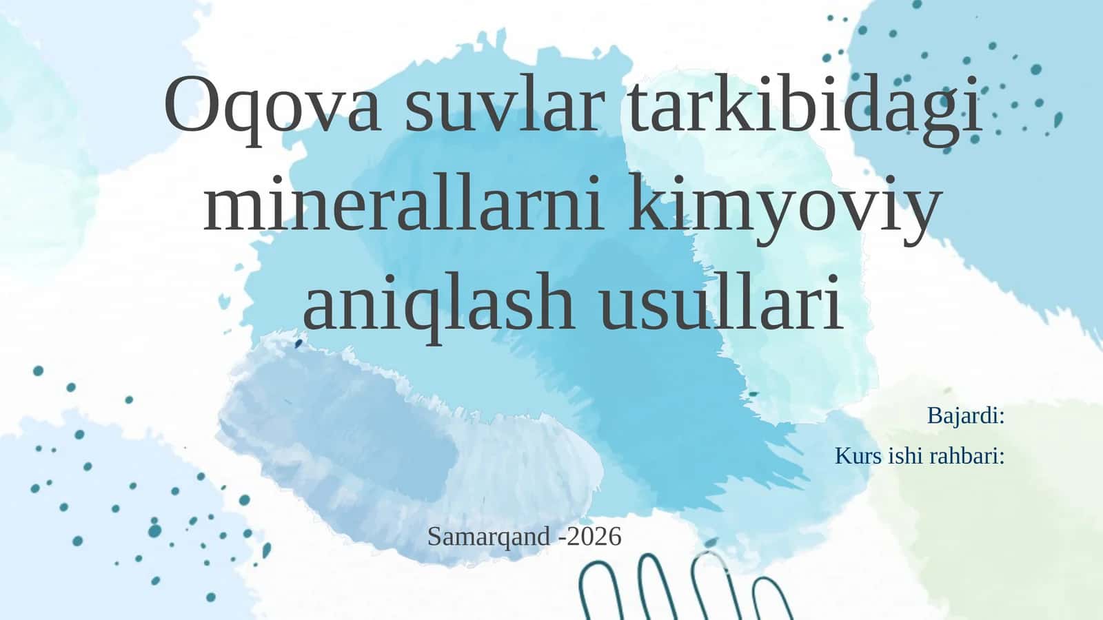 Oqovasuvların mineral moddalarini kimyoviy aniqlash usullari 1