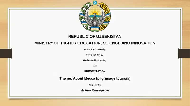 Presentation About Mecca (pilgrimage tourism) 1