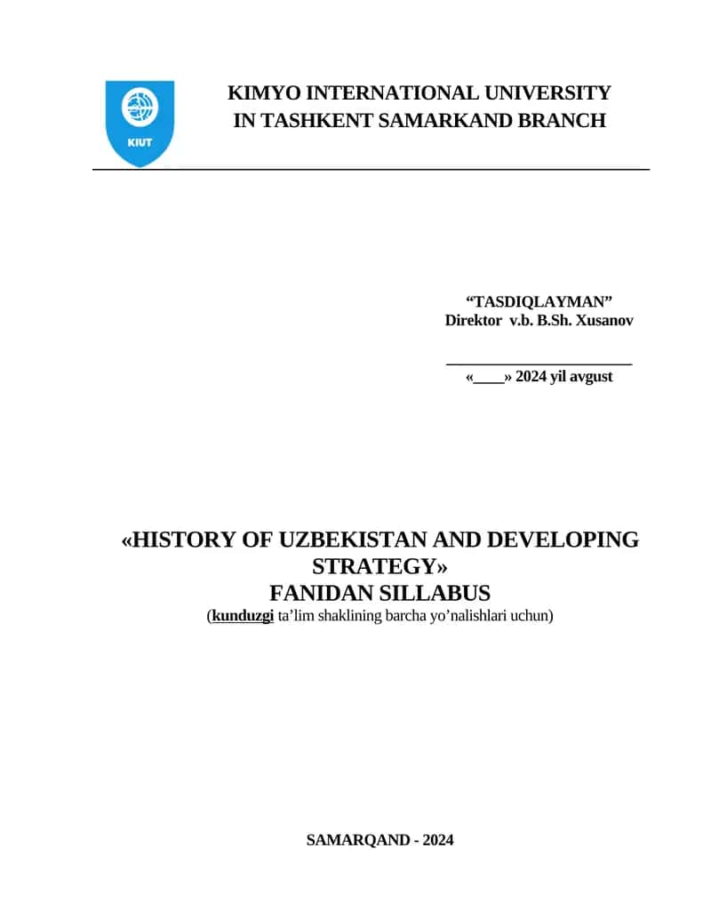 HISTORY OF UZBEKISTAN AND DEVELOPING STRATEGY 1