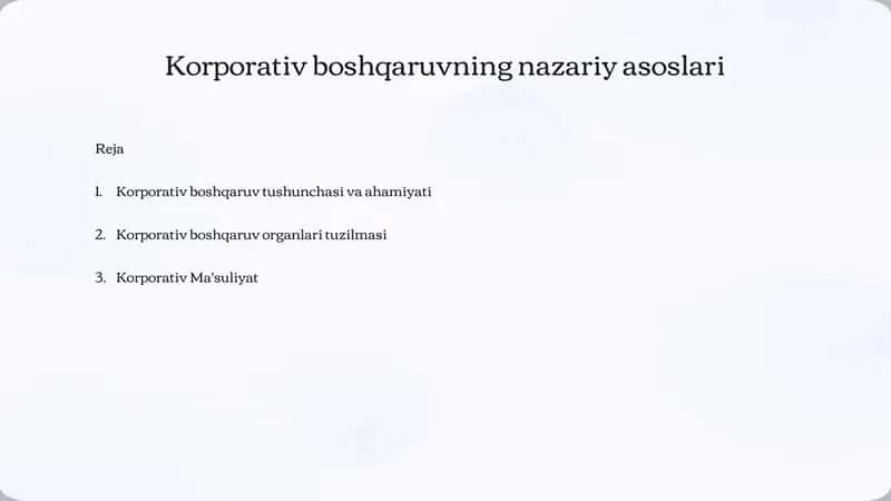 Korporativ boshqaruvning nazariyasoslari 1