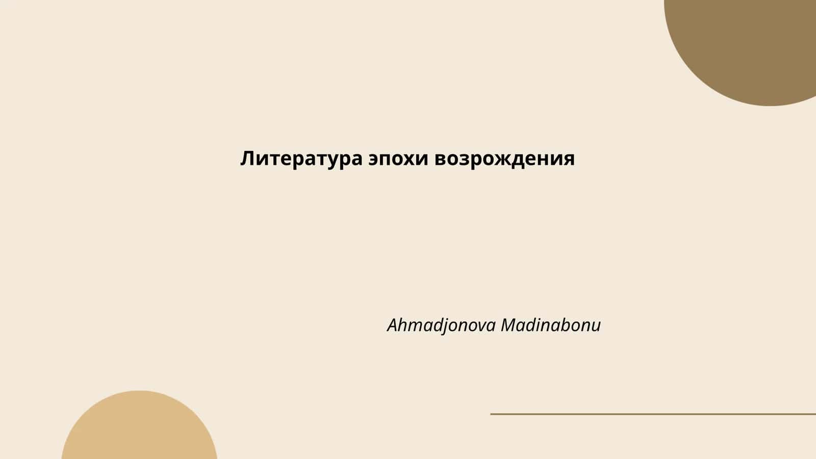 Литература эпохи возрождения 1